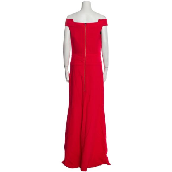 Roland Mouret Elly Gown NWT Red Wool Crepe Off Shoulder Maxi Dress Cutout Size 8 - Picture 2 of 13